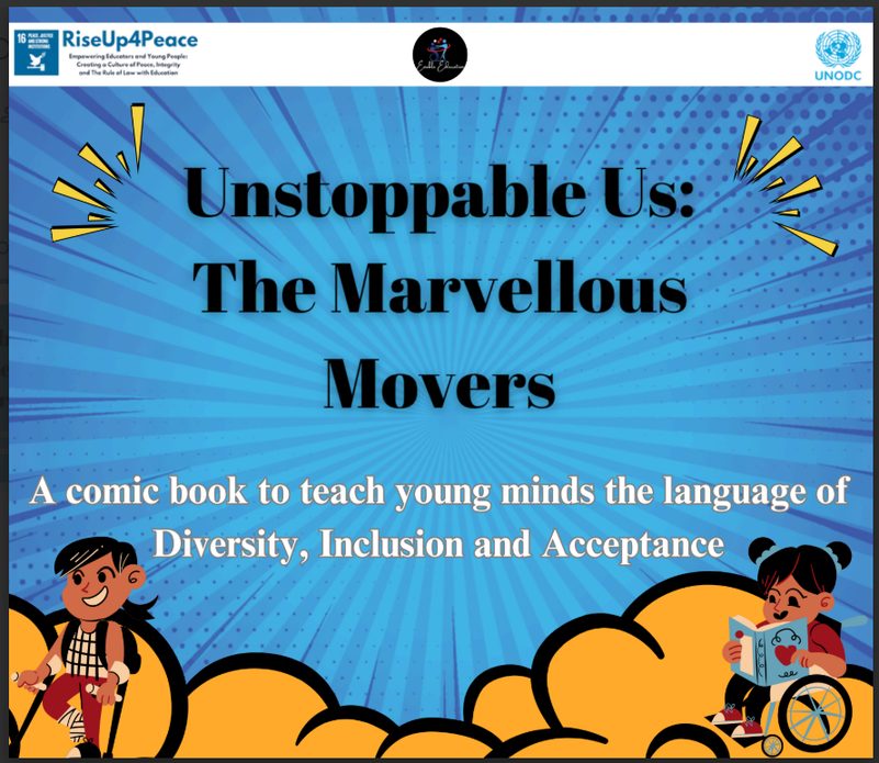 Comic cover titled Unstoppable Us: The Marvellous Movers, showing a determined young character in an action pose.